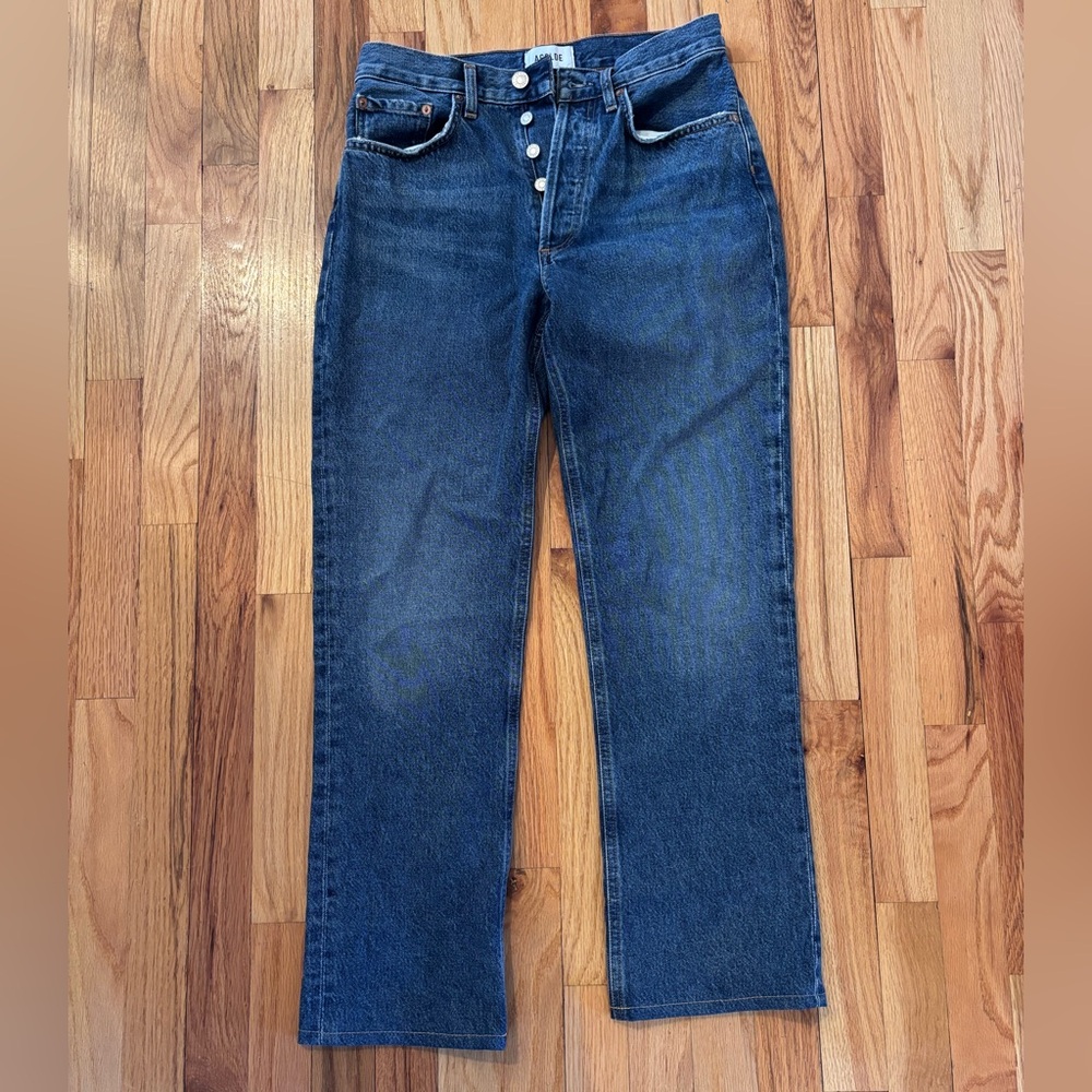Agolde Dark Blue Straight Jeans